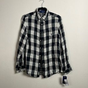 Ralph Lauren black and white checkered button down shirt